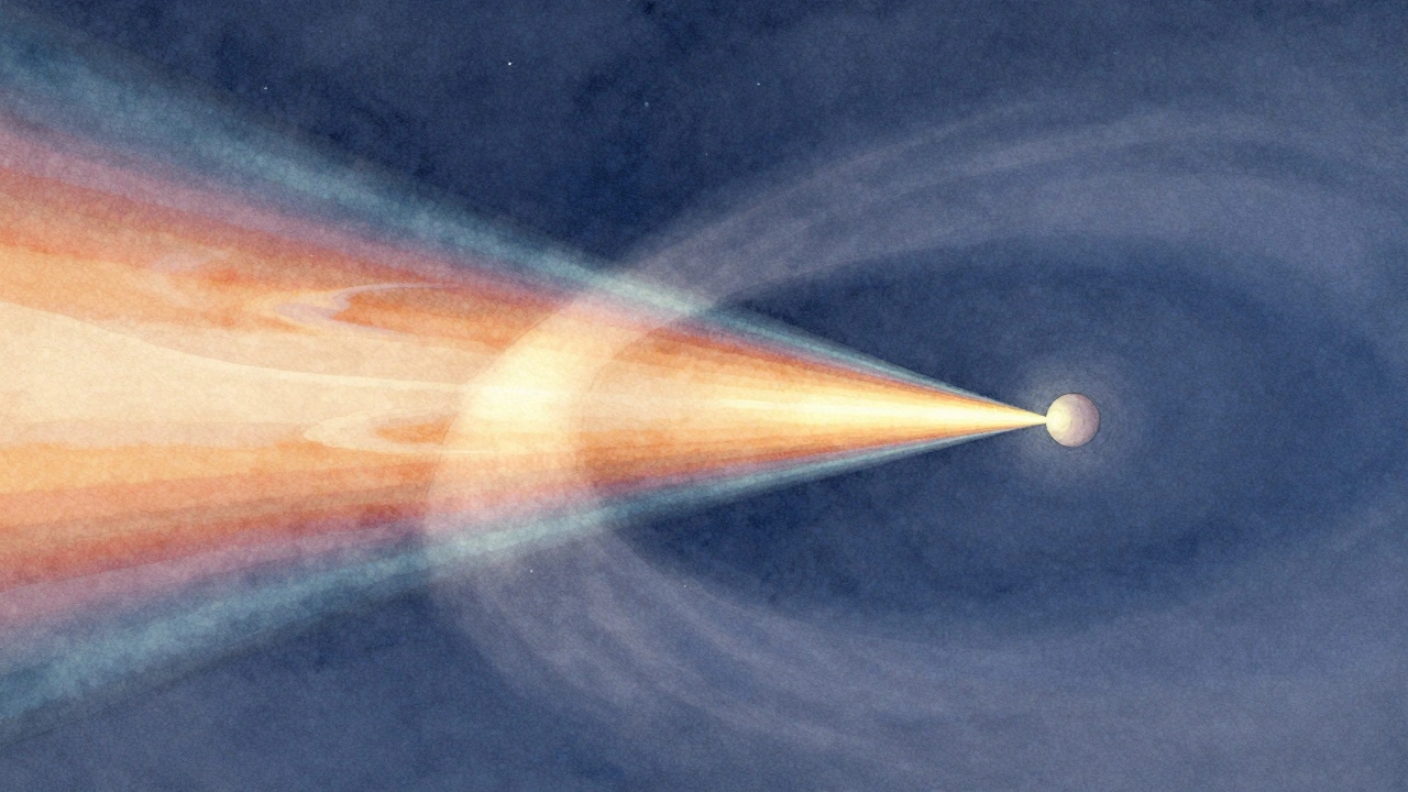 Atmospheric turbulence bends starlight into prismatic streaks, while planetary light remains steady and balanced.