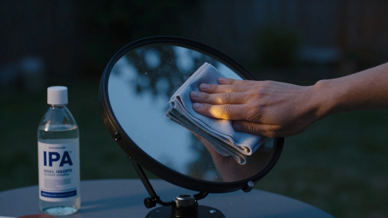 Safe Solvents for Optics: Alcohols, Distilled Water, and Detergents for Telescope Cleaning