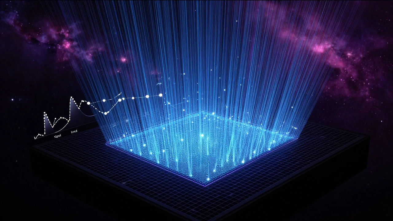 Abstract visualization of starlight reaching camera sensor