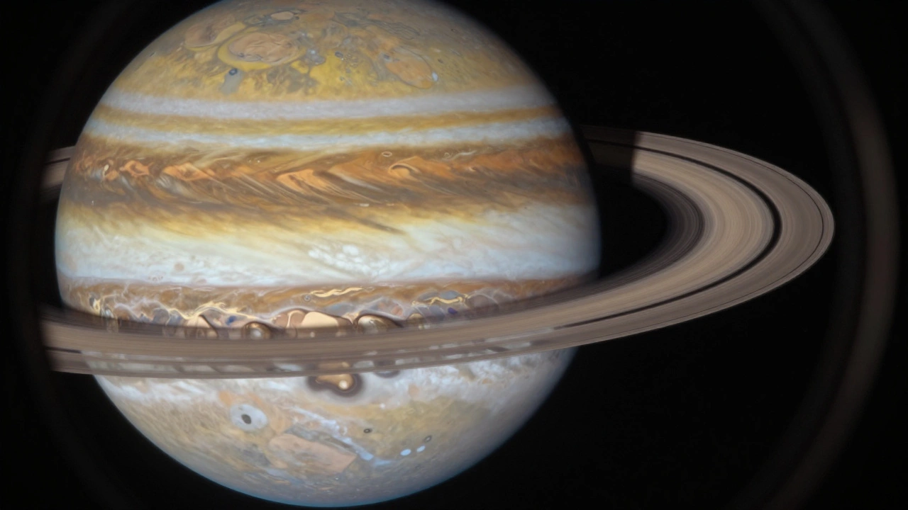 Jupiter viewed through telescope eyepiece