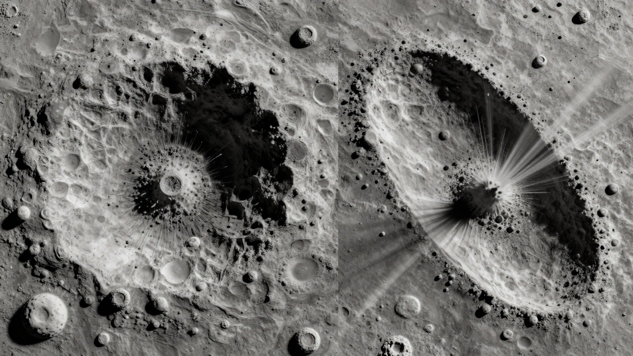 Comparison of symmetric vertical vs asymmetric oblique lunar impact craters