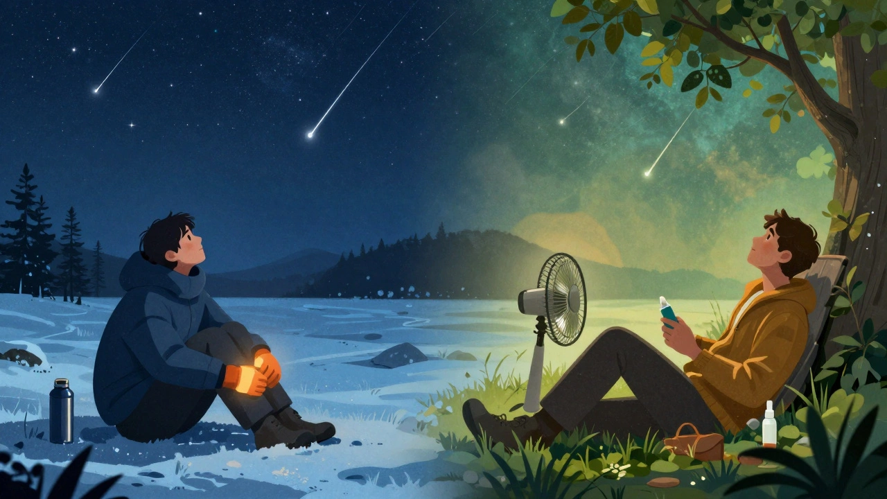 Comparison of winter and summer stargazing setups