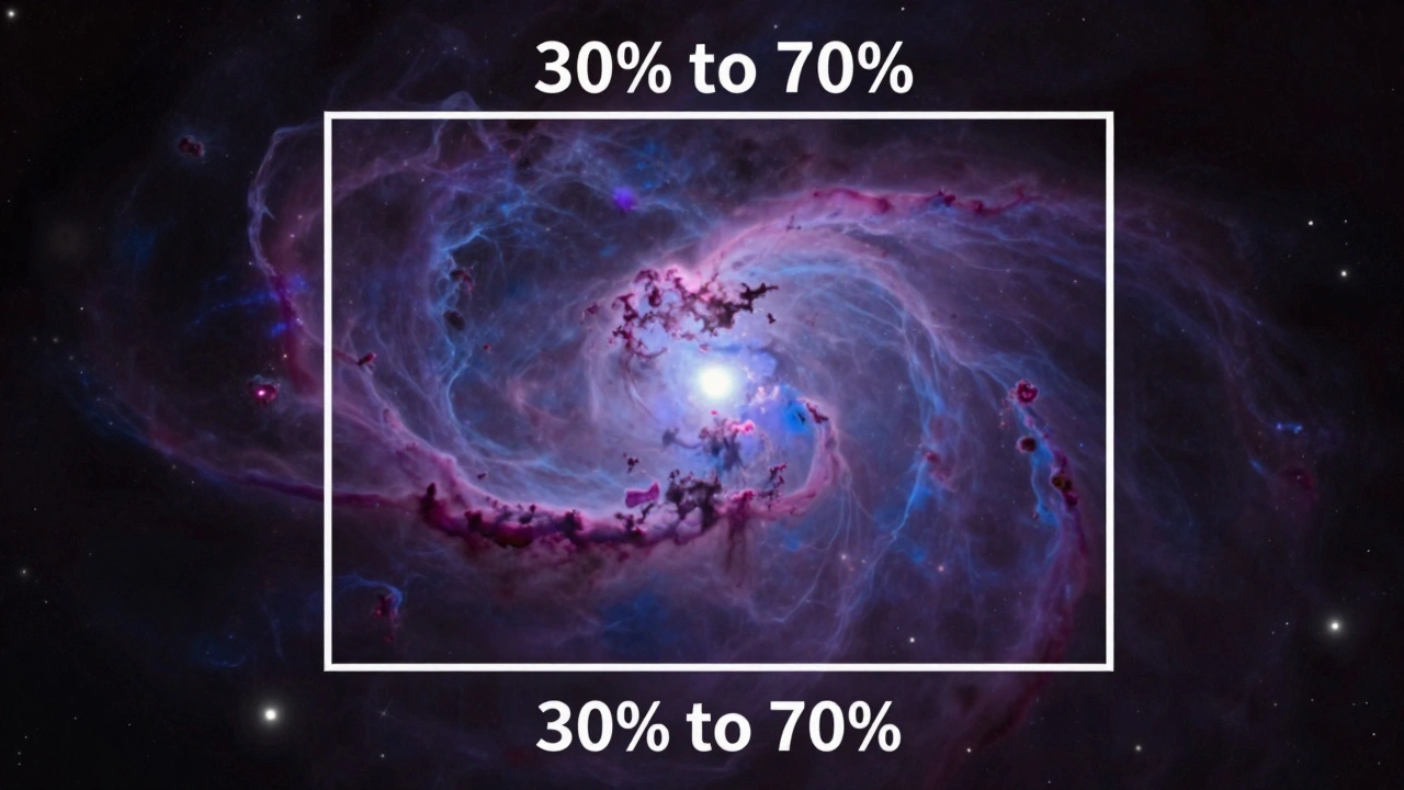 Rectangular camera frame perfectly centering a glowing nebula