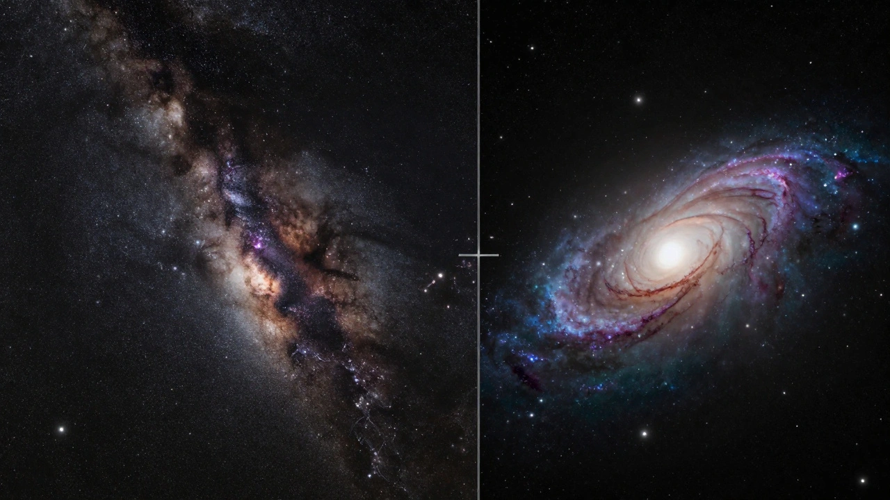Wide vs narrow field of view comparison showing star clusters and galaxies