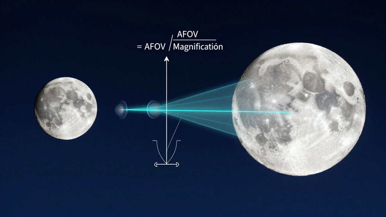 Moon size comparison showing correct vs incorrect field of view