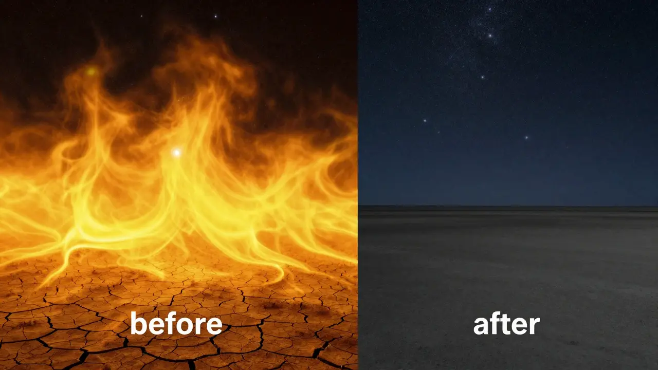 Artistic comparison of distorted vs. clear star views due to ground temperature