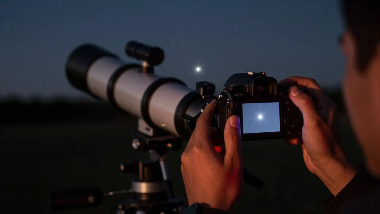 Astronomer using a camera to capture data from a variable star