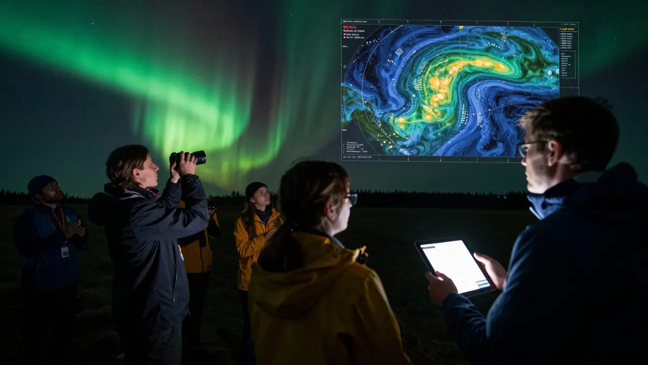 Citizen scientists globally monitoring auroras and sharing data for space weather tracking