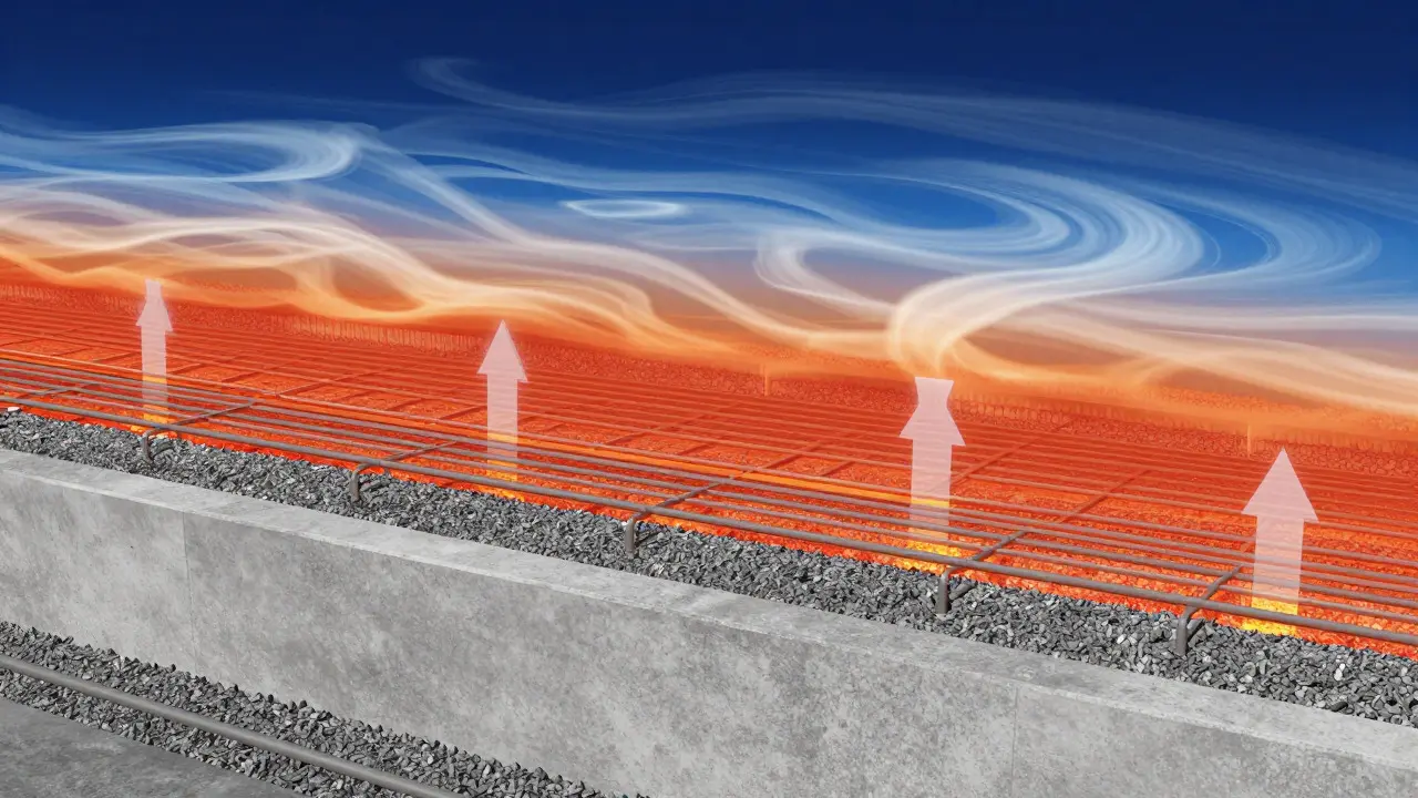 Cross-section diagram of underground heating cables for astronomical sites