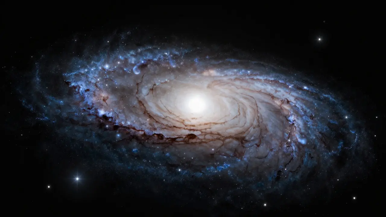 Detailed view of the Andromeda Galaxy showing spiral arms and dark dust lanes