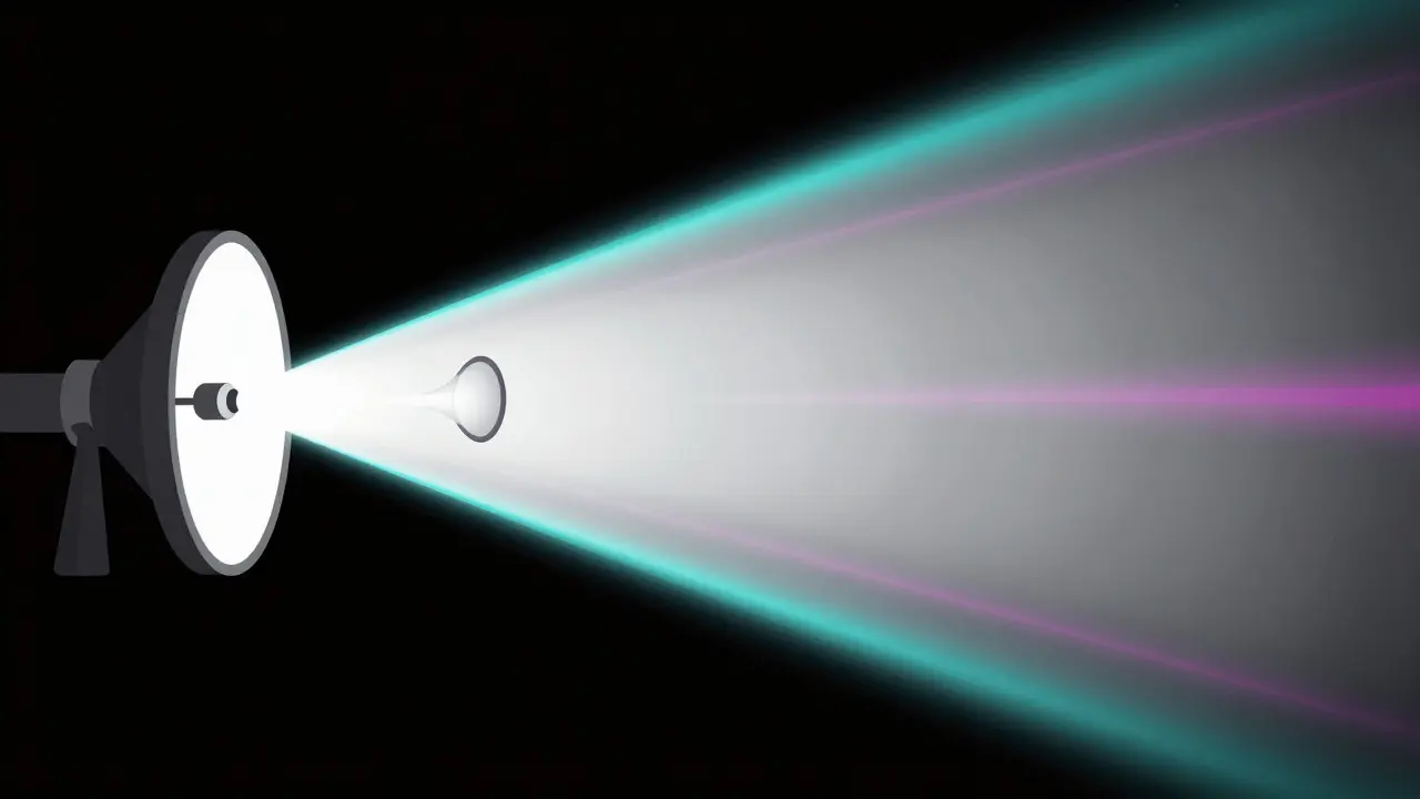 Illustration showing how a Barlow lens spreads light, reducing image brightness