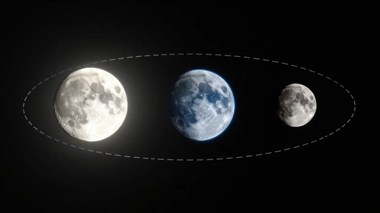 Moon Size and Phase Illumination: Angular Diameter Calculations