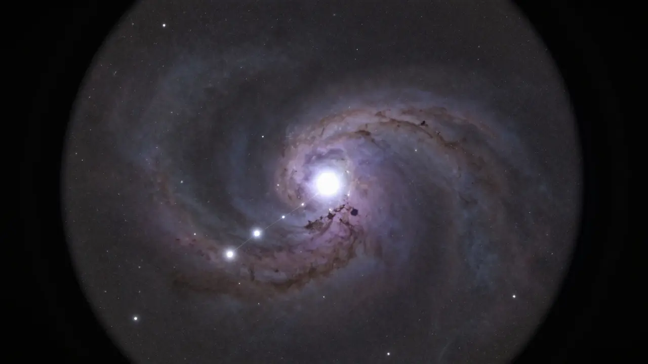 Telescope view of Orion Nebula near the star Rigel