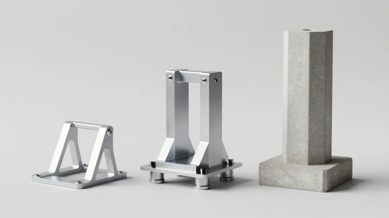 Three types of telescope pier extensions displayed side by side